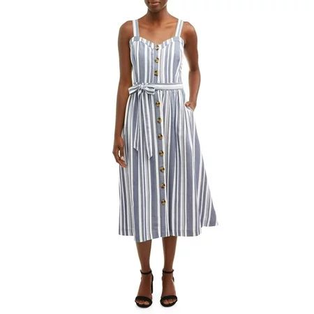 Women's Midi Button Front Dress | Walmart (US)