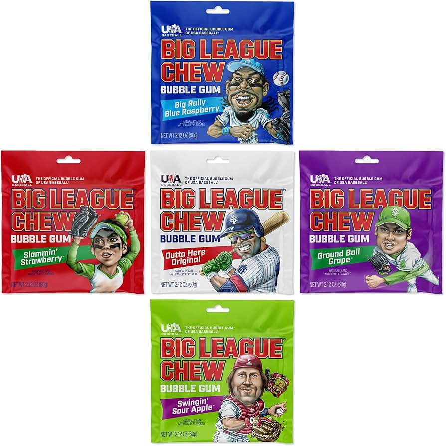 Big League Chew Bulk Baseball Gum Variety Pack - 5 Baseball Candy Flavors in 2.12oz Packets - Big... | Amazon (US)