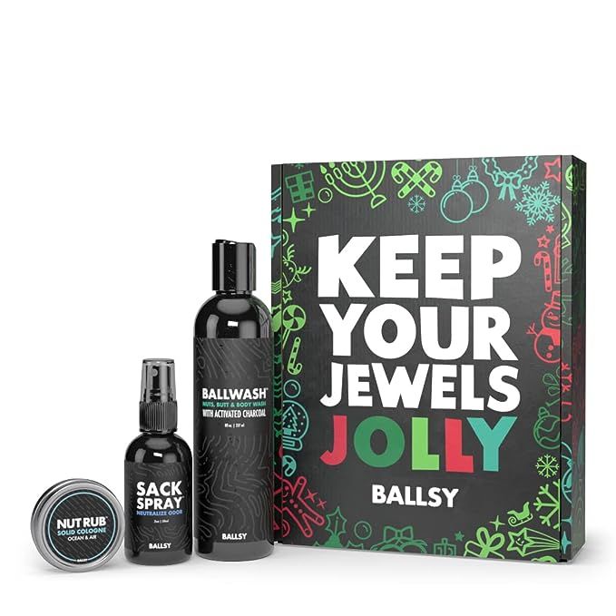 Ballsy Jolly Jewels Sack Pack, Men's Kit, Includes Ballwash, Nut Rub and Sack Spray, Ocean and Ai... | Amazon (US)