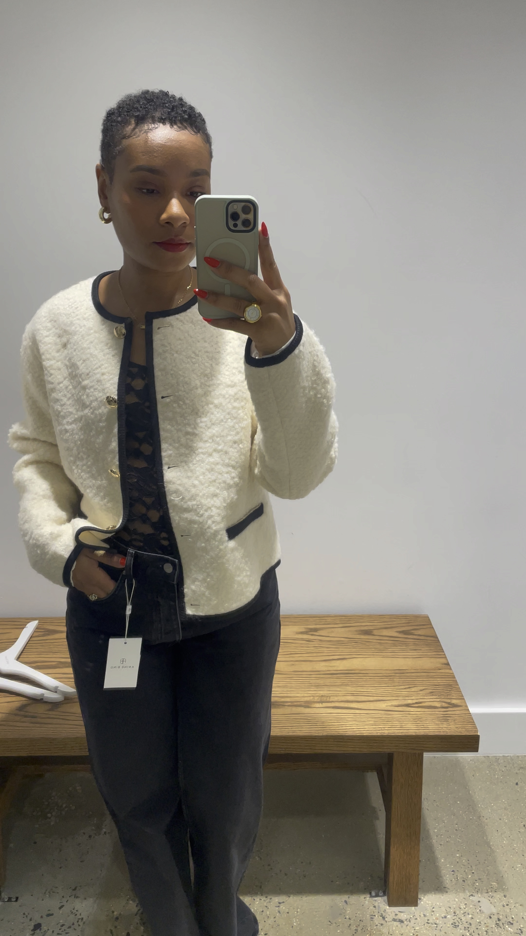 I love mixing together hard and soft pieces! This dainty lace body suit and cropped textured jacket looks so good paired with these black, wide leg jeans 😍

Bodysuit: wearing a small but need a medium 
Jeans: wearing a 28
Jacket: wearing a medium but the small could work too 

#LTKStyleTip #LTKVideo #LTKSeasonal