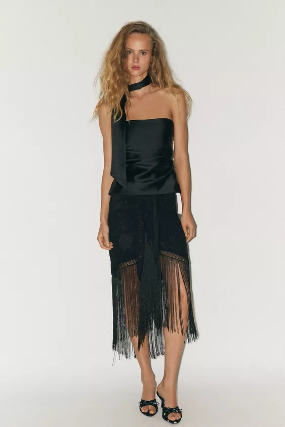 DRAPED SATIN SCARF TOP | Zara US