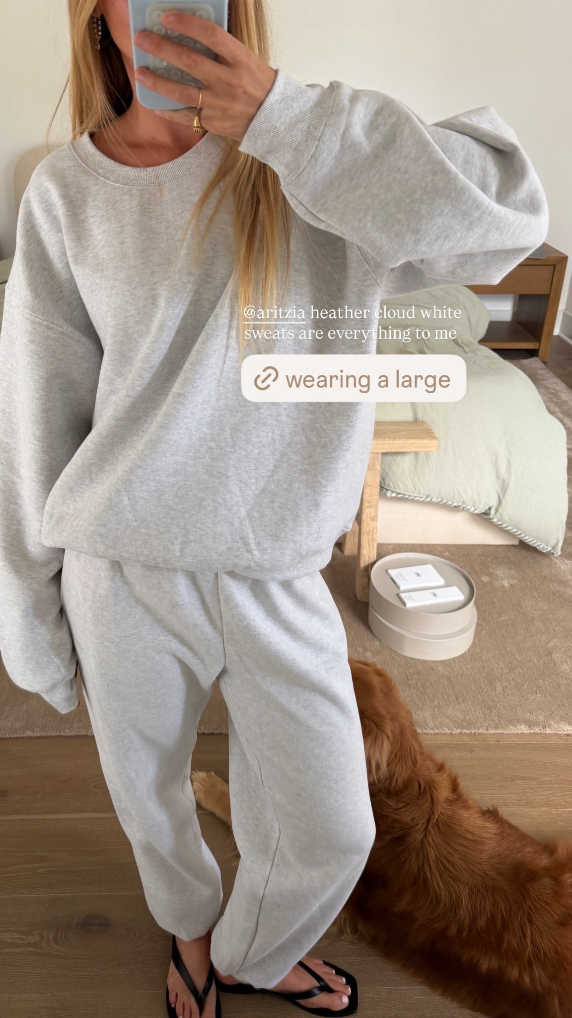 @aritzia heather cloud white sweats are everything to me