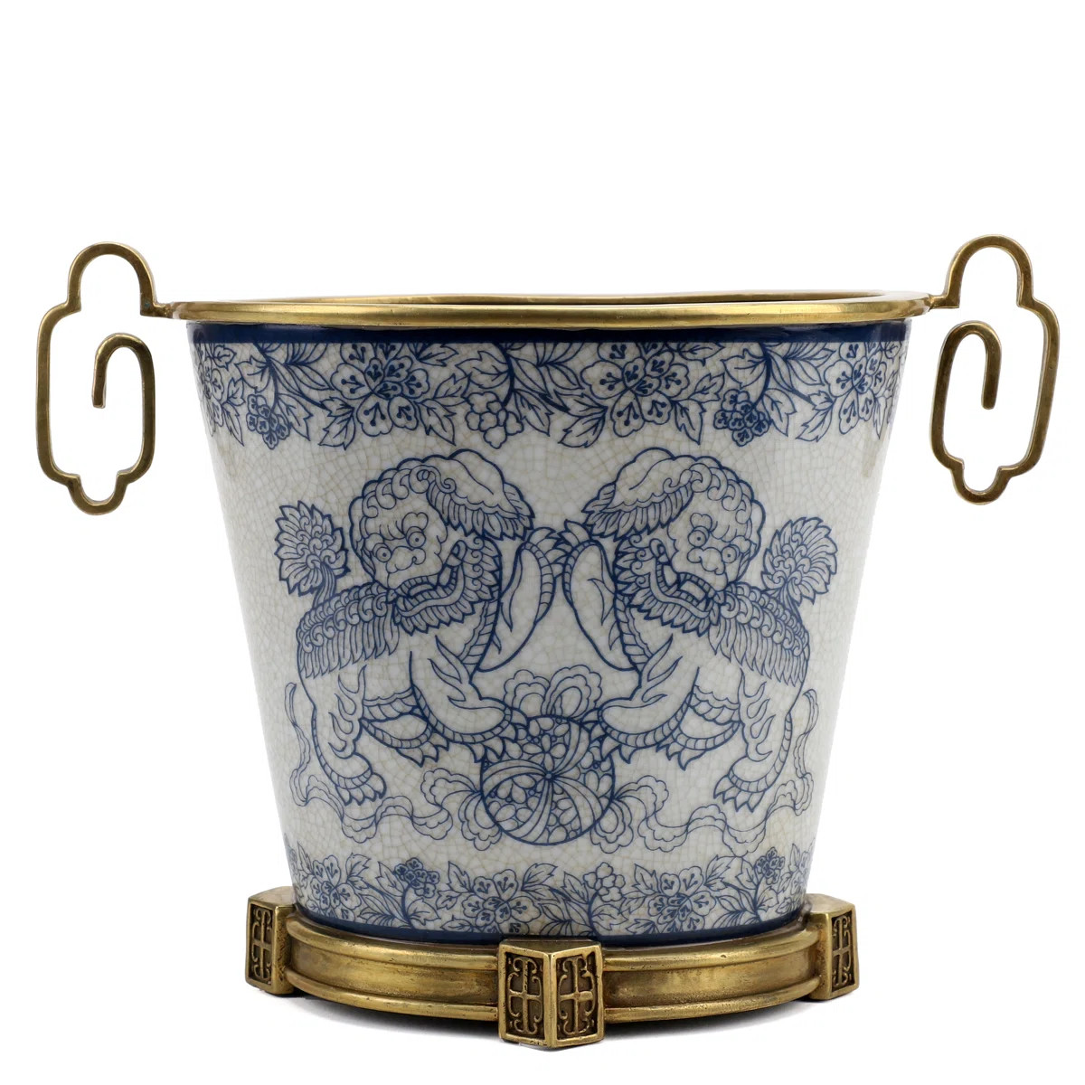 Danny's Fine Porcelain Porcelain Foo Dogs Pattern Oval Basin With Bronze Ormolu In Lucky Foo Dogs... | Wayfair North America