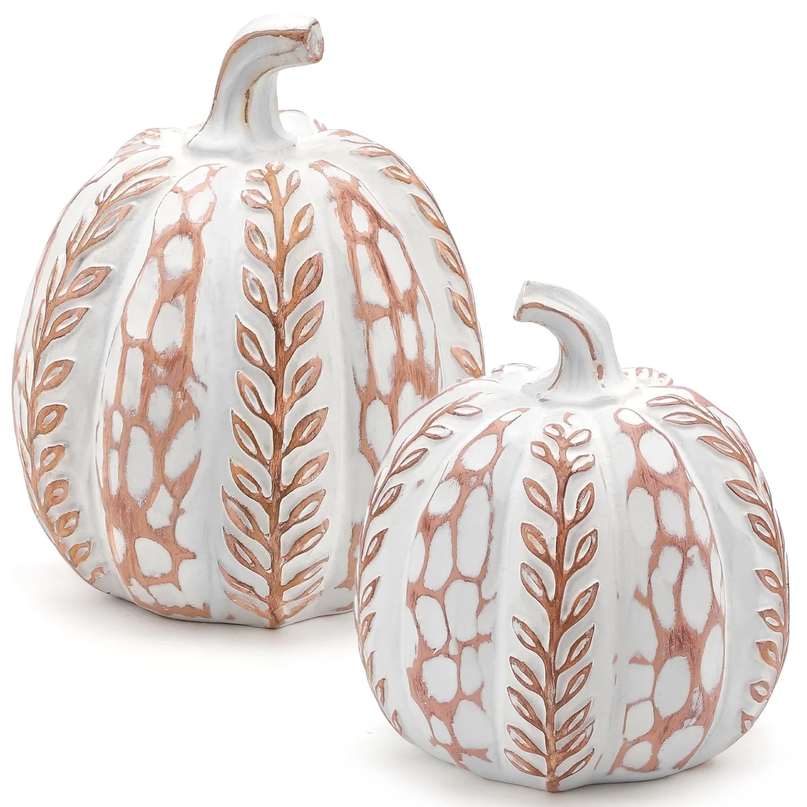 Ayieyill 2pcs Resin Pumpkin Figurines with Leaf Pattern Fall Decor Autumn Decor Thanksgiving Deco... | Walmart (US)