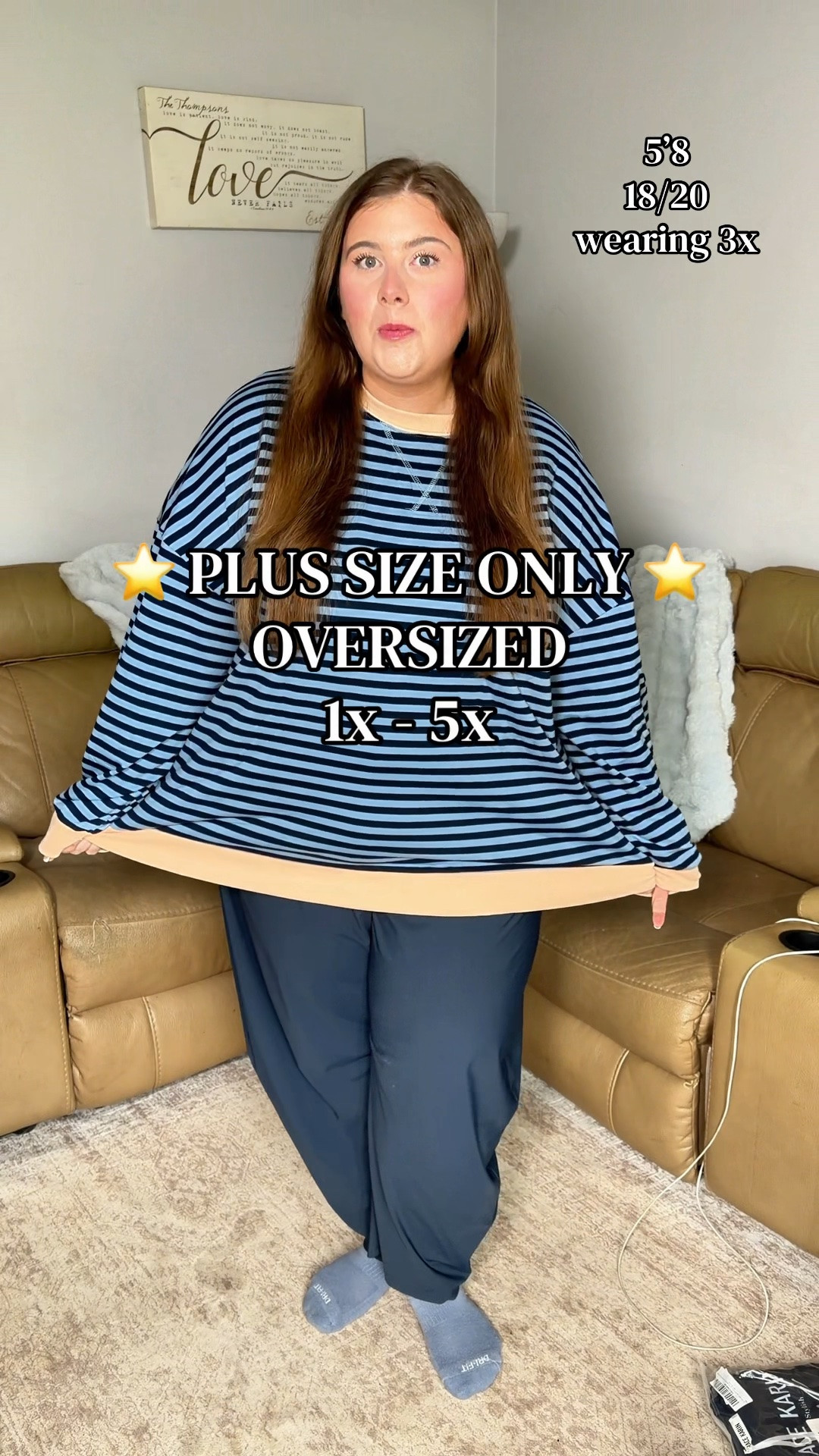 oversized and the perfect fit for the plus size girlies! I sized up one for an extra oversized fit and am wearing the 3x ✨ wearing the size xxl tall in my fav barrel pants from old navy 🤎

#LTKPlusSize #LTKSaleAlert #LTKootd