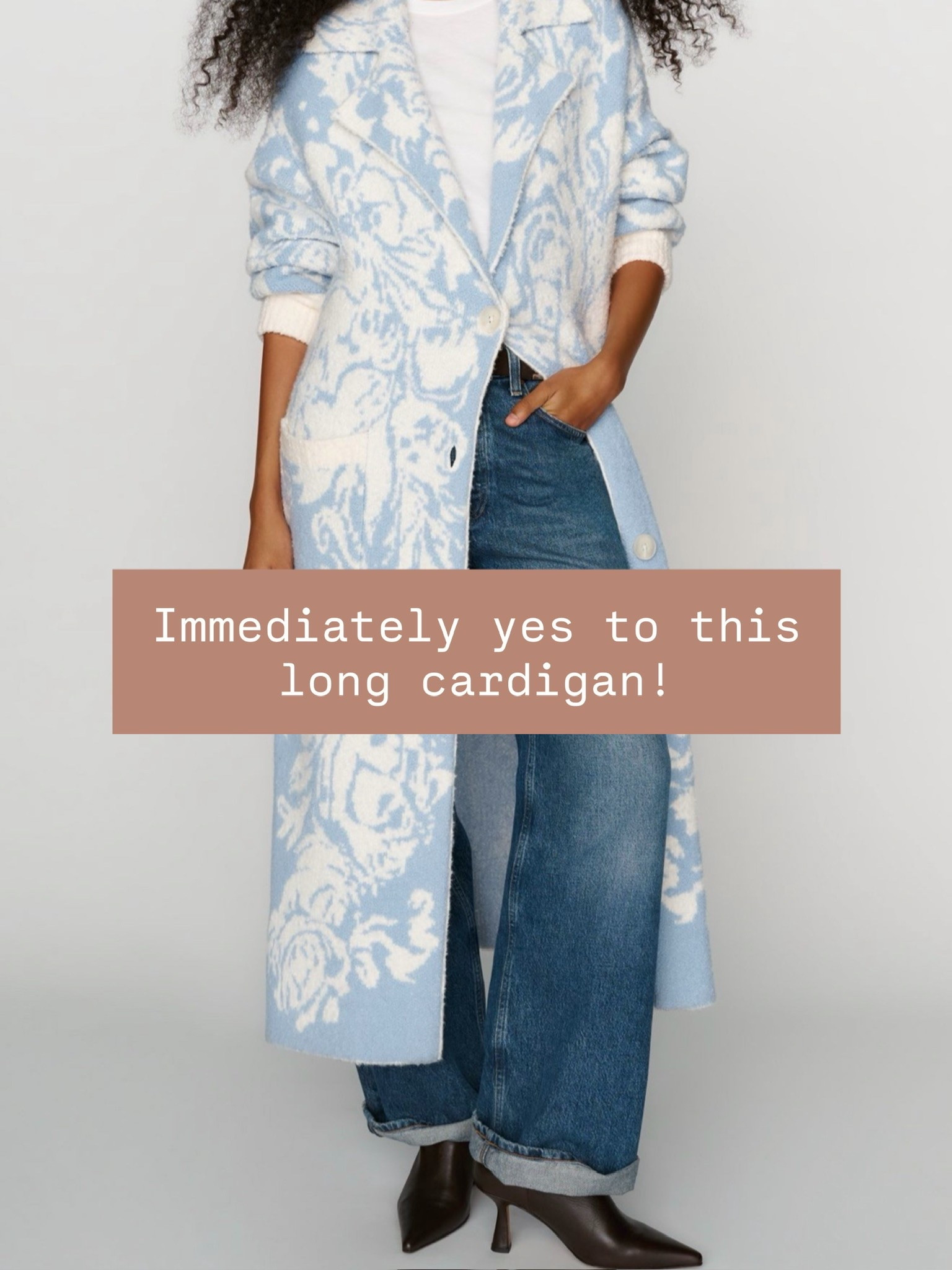 This is long cardigan is so pretty with this blue & white print! It looks so cozy & warm too!

Loverly Grey, long cardigan, Anthropologie, blue sweater, fall sweaters