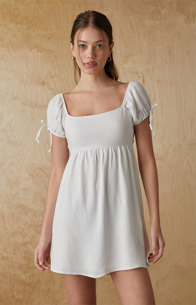 Your Favorite Women's Open Back Babydoll Mini Dress in White - Size Small | PacSun
