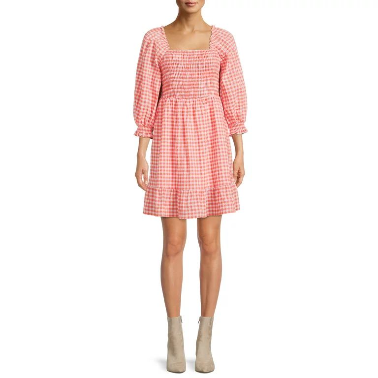 The Get Women's Long Sleeve Square Neck Mini Dress | Walmart (US)