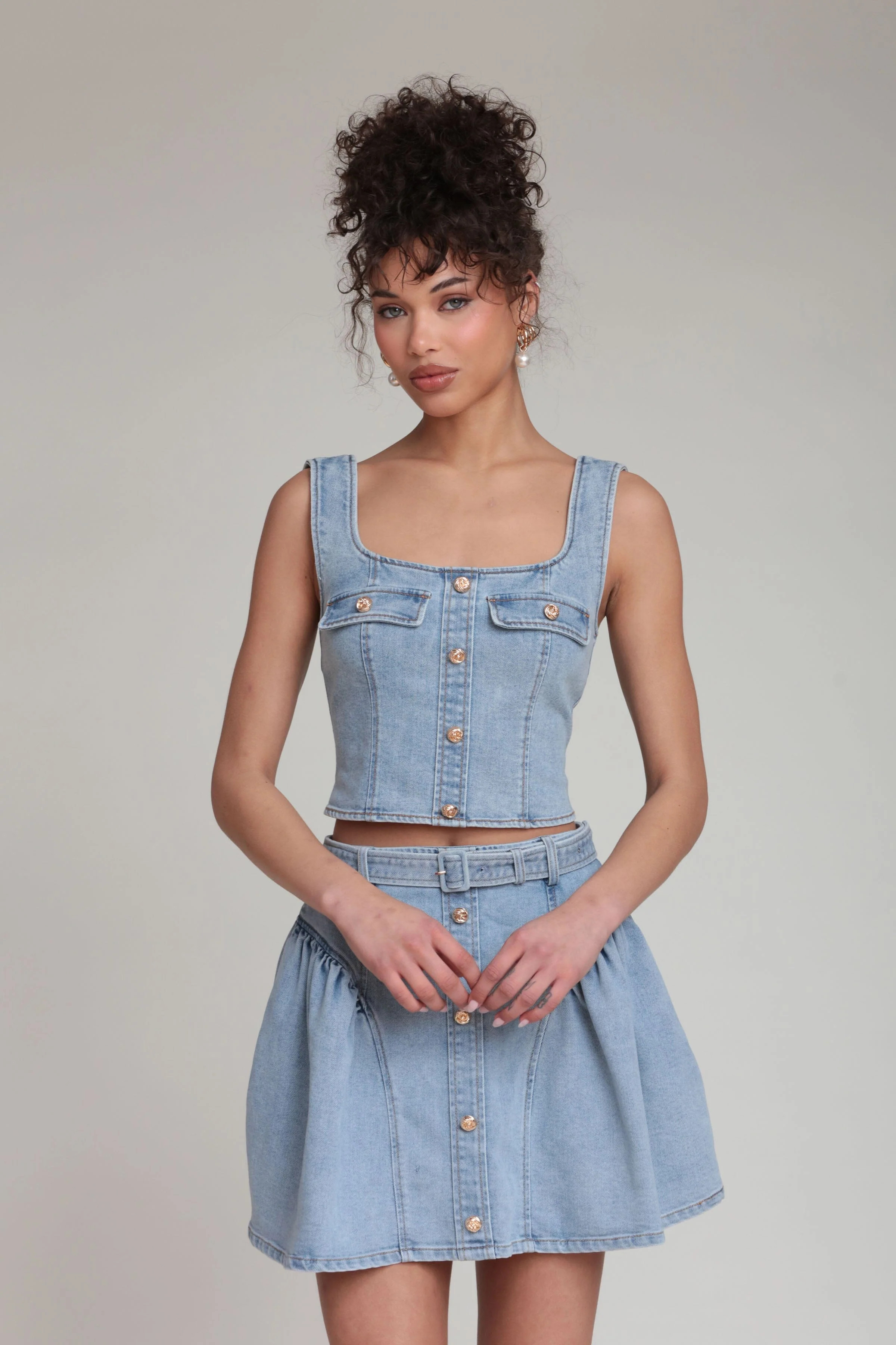 Stretch Denim Bustier Top | Avec Les Filles