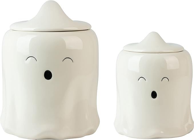 10 Strawberry Street Ghost Canister Set, 6.5" & 8", White/Black | Amazon (US)