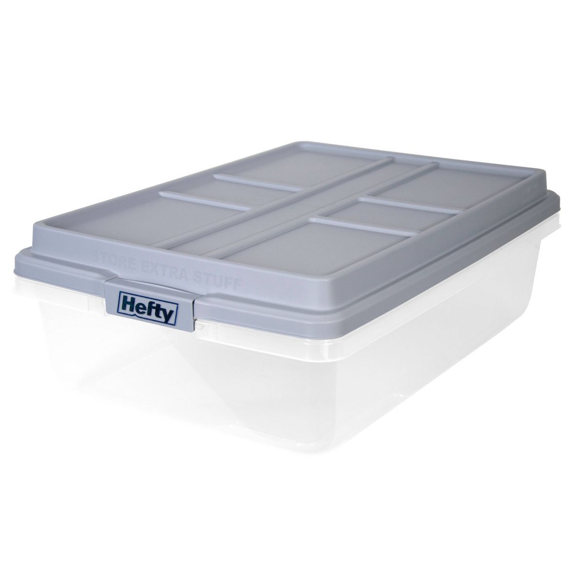Hefty 40qt Clear Plastic Storage Bin with Gray HI-RISE Stackable Lid | Target