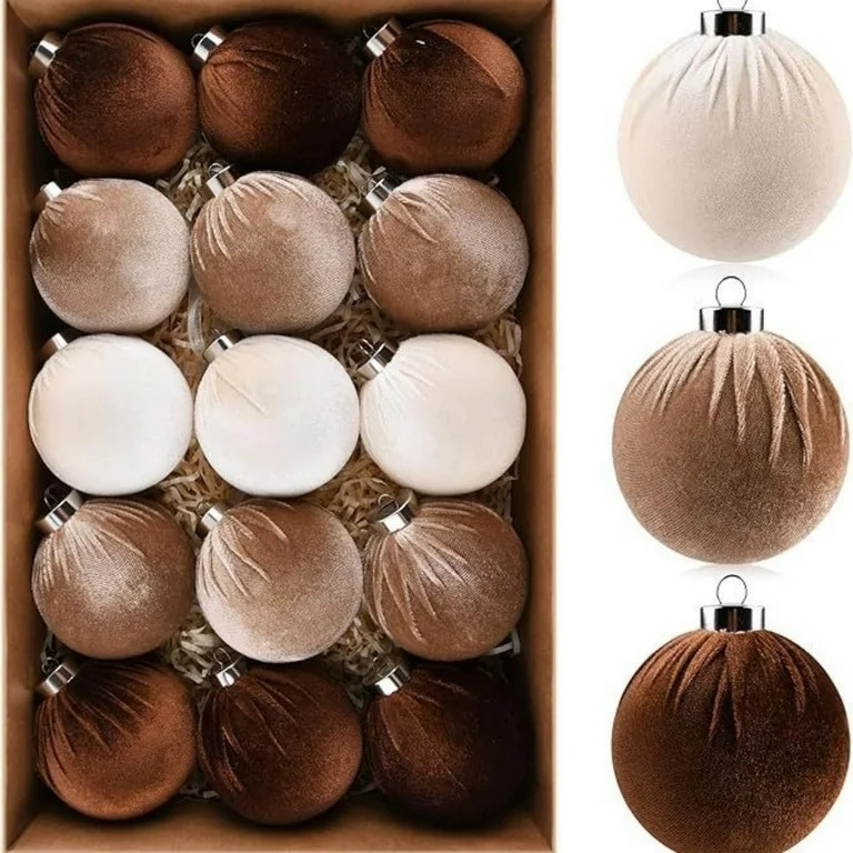 IROOZIGOTO Christmas Ball Ornaments Velvet Balls 15pcs Shatterproof Ornaments with Hanging Loops ... | Walmart (US)