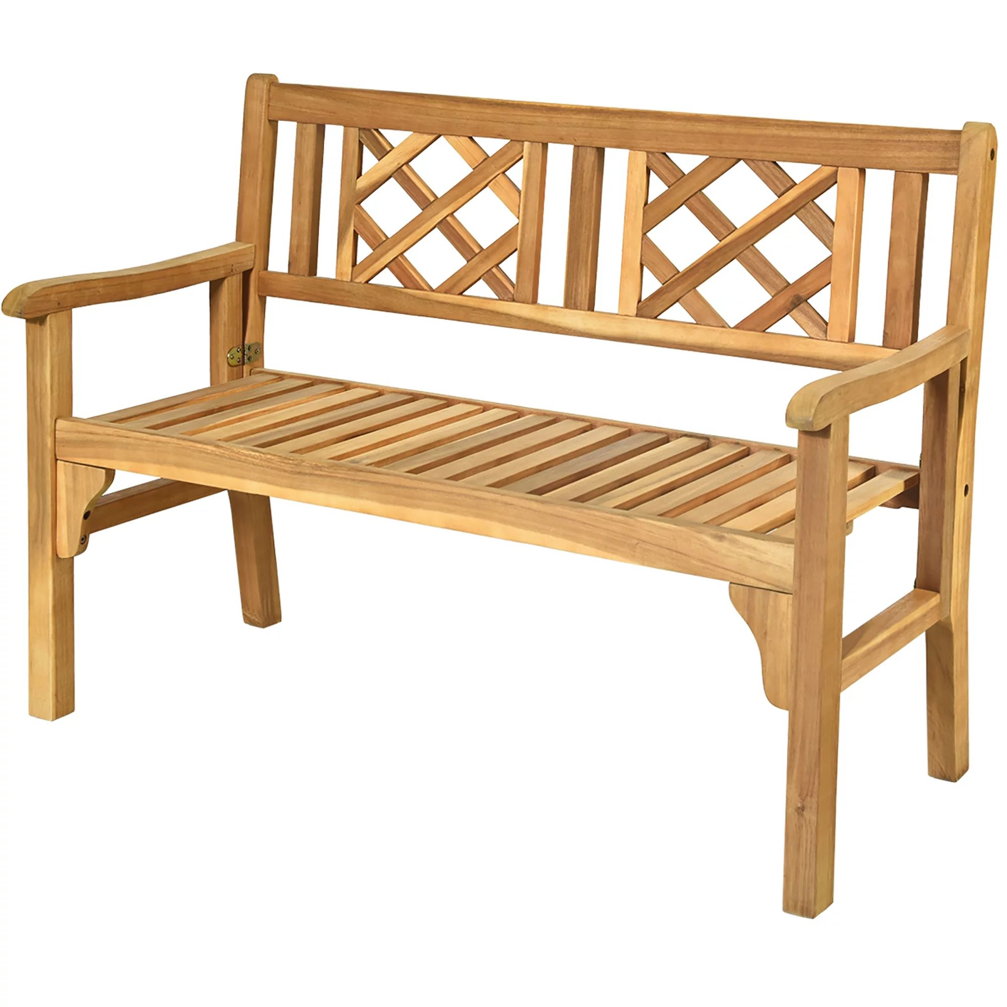 Costway Patio Outdoor Solid Wood Bench Folding Loveseat Chair Park Garden Deck Furniture | Walmart (US)