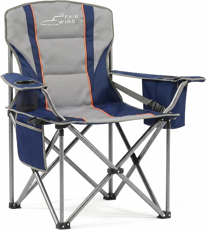 FAIR WIND Padded Camping Chair 500LBS Capacity Heavy Duty Oversized Folding Chair for Heavy Peopl... | Amazon (US)