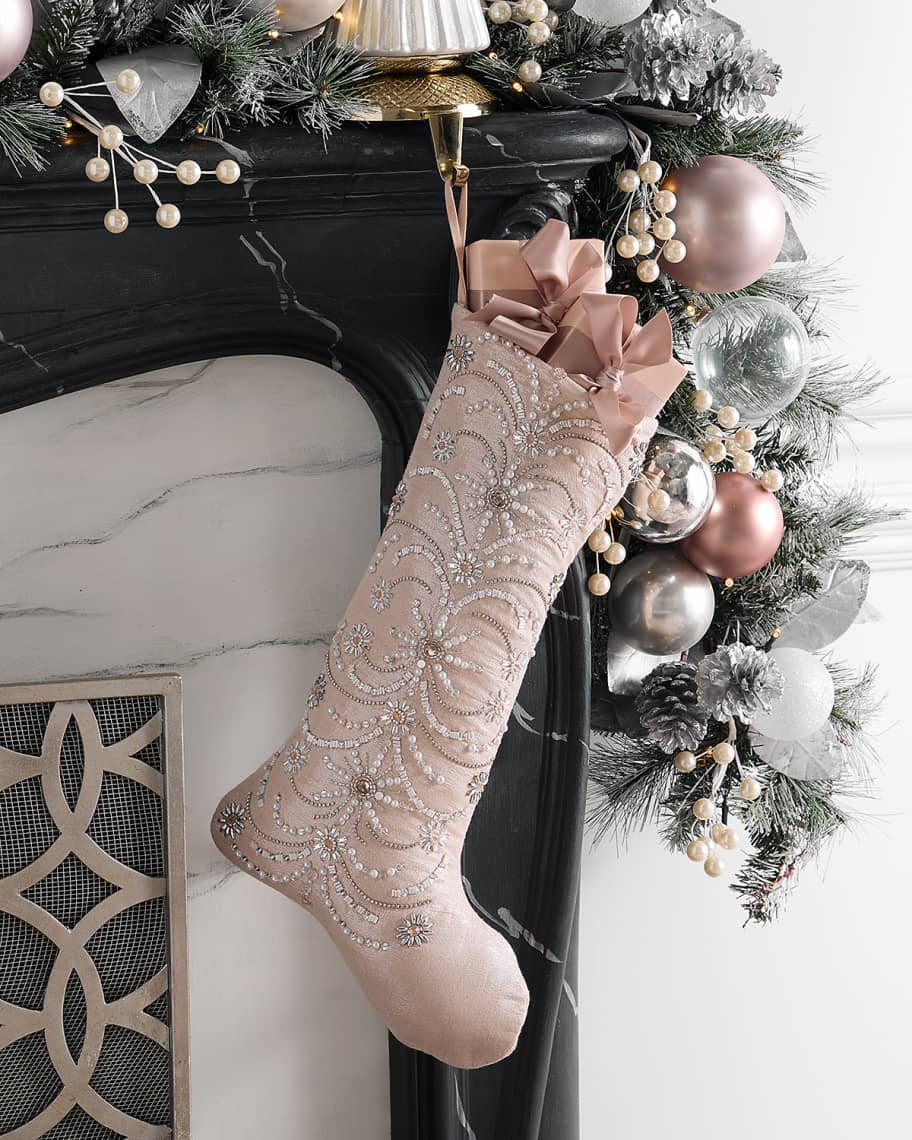 Kim Seybert Frosted Bloom Stocking, 19.75" | Neiman Marcus