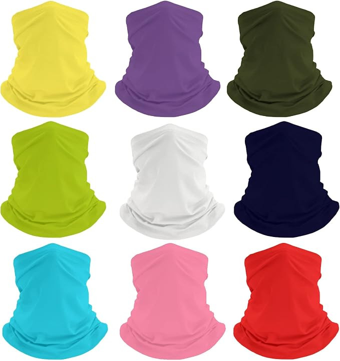 HCMY 12Pack 9Pcs Neck Gaiter for Women Balaclava Tube UV Face Mask Sun protection Men Ski Cooling... | Amazon (US)