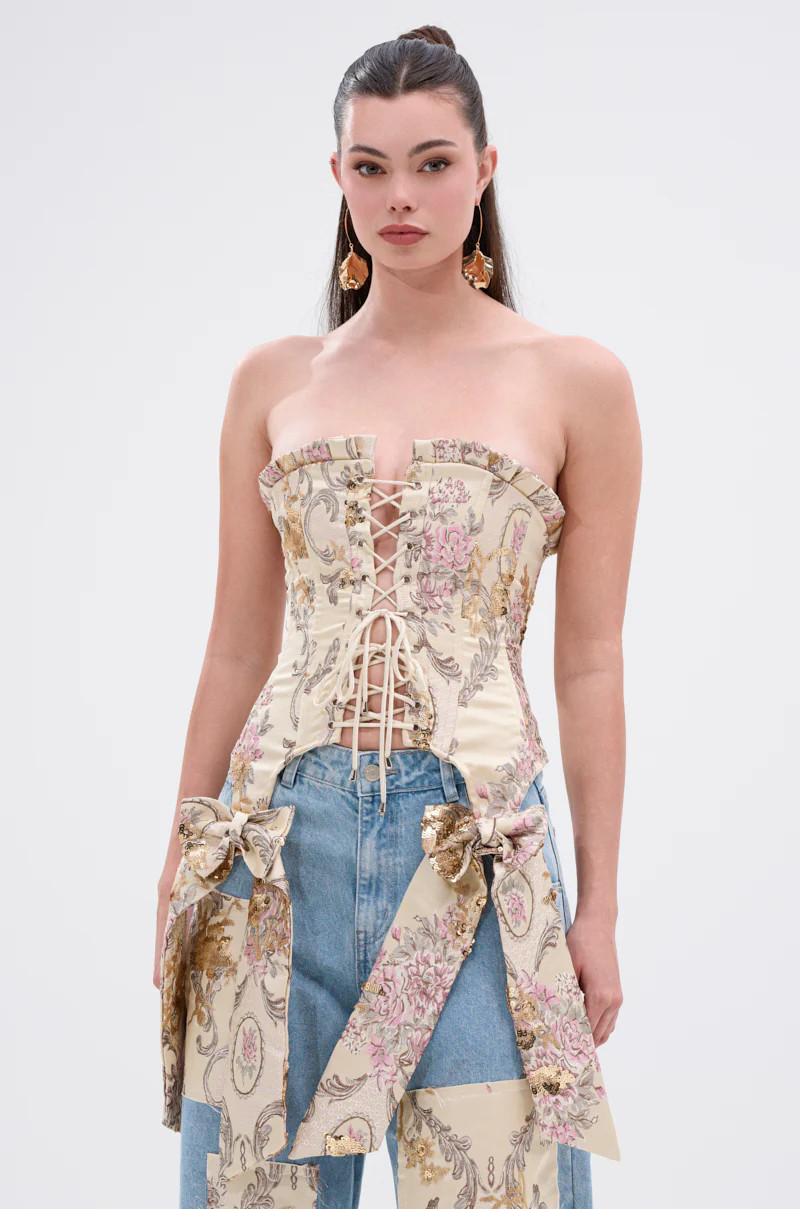 ROYAL ENERGY BROCADE CORSET TOP | AKIRA