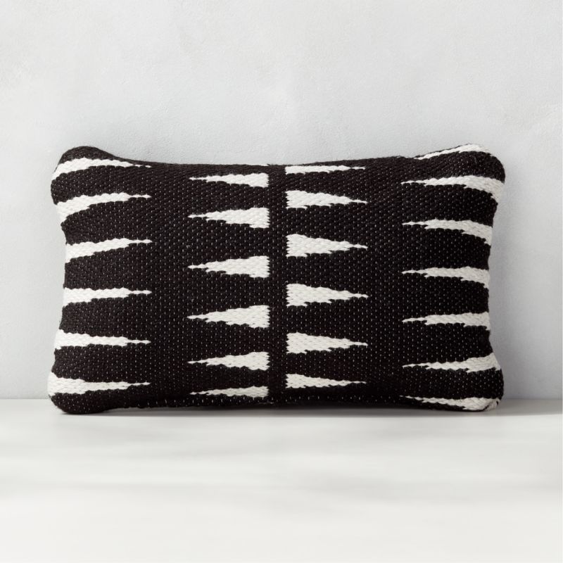 20"x12" Shia Black and White Outdoor Patio Throw Pillow + Reviews | CB2 | CB2