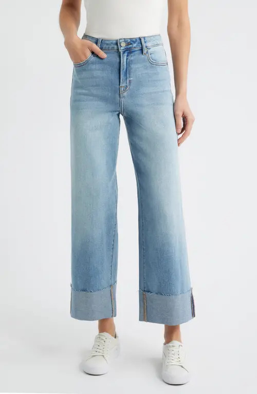 HIDDEN JEANS Cuffed High Waist Ankle Wide Leg Jeans in Medium Wash at Nordstrom, Size 31 | Nordstrom