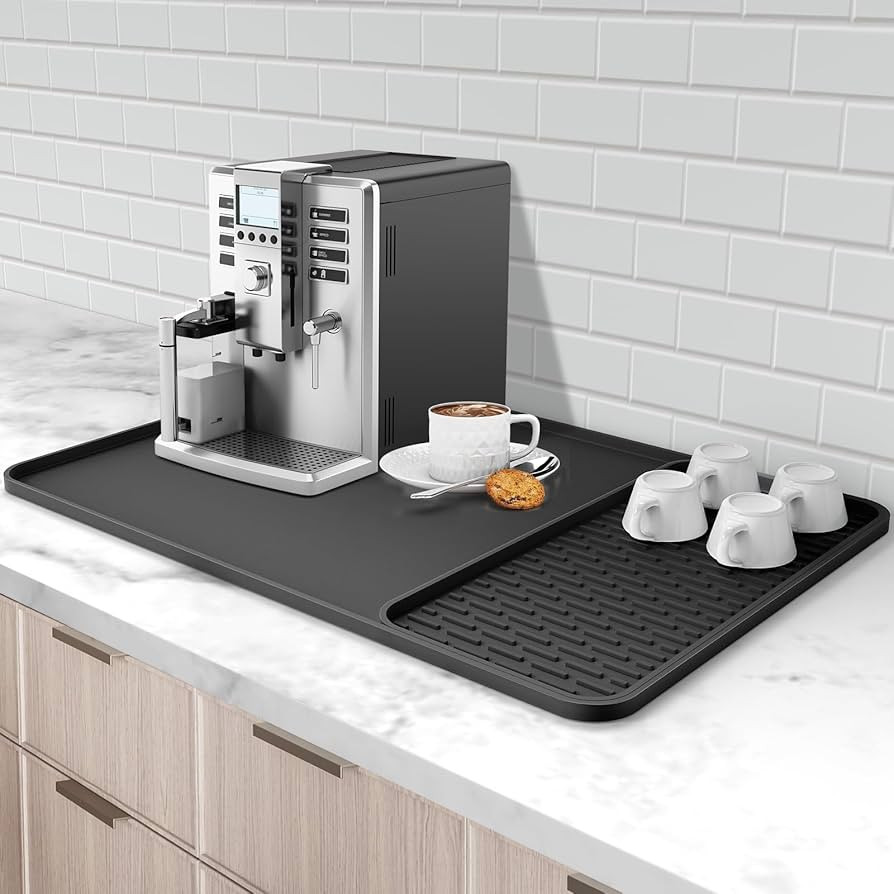 Silicone Coffee Mat, 24''x16'' Bar Mat with Detachable Dish Drying Mat - Fits Under Coffee Maker ... | Amazon (US)