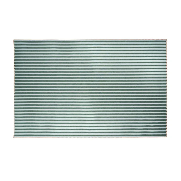 Beautiful Home by Drew Barrymore Yarn Dyed Stripe Whipstitch Fabric Tablecloth, Thyme Blue, 102"W... | Walmart (US)