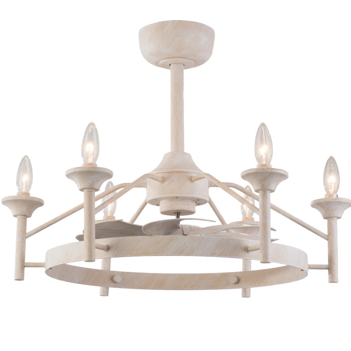 27 "Modern Remote Control Reversible Vintage White  With  White Blades Adjustable Lower Rod Mount... | Wayfair North America