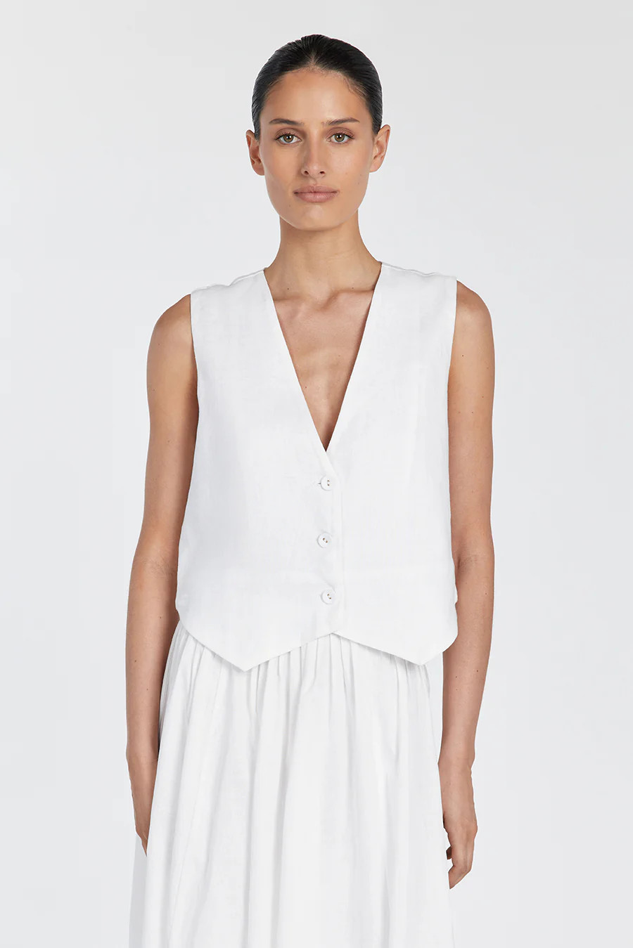 BANKS WHITE LINEN VEST | DISSH
