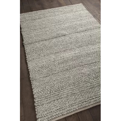 Readington Authentic Hand-Woven Handmade Beige, Ivory, Light Grey Modern Striped Wool & Viscose Area Rug | Wayfair North America