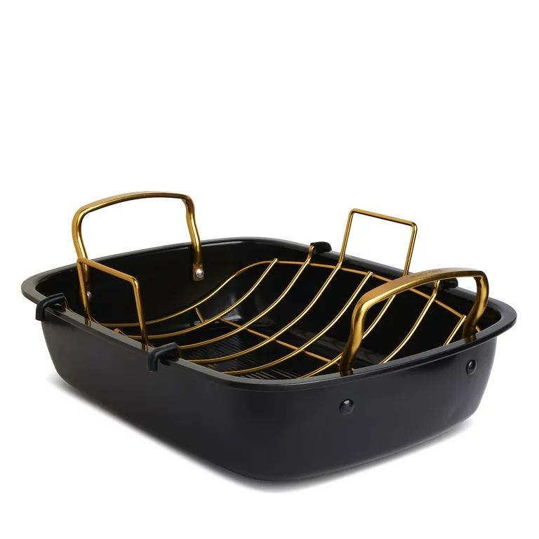 Thyme & Table Carbon Steel Roasting Pan with Removable Rack, Black | Walmart (US)