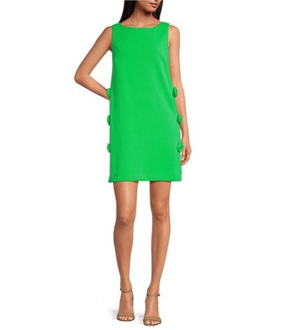 Arlette Crepe Knit Boat Neck Sleeveless Side Bow Dress | Dillard's