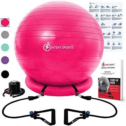 INTENT SPORTS Yoga Ball Chair – Stability Ball with Inflatable Stability Base & Resistance Band... | Amazon (US)