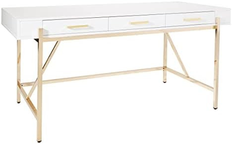 Amazon.com: OSP Home Furnishings Broadway Modern Executive Desk with 3 Drawers and Charging Stati... | Amazon (US)