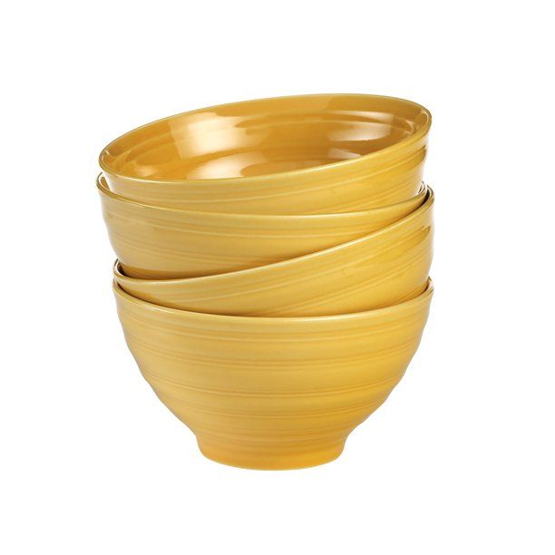 Woven Paths Yellow Farmhouse Stoneware Bowls, Set of 4 | Walmart (US)