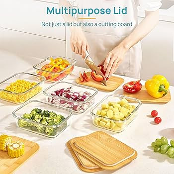 Vtopmart 5 Pack 35oz Glass Containers with Bamboo Lids, Meal Prep Food Storage Containers, BPA Fr... | Amazon (US)