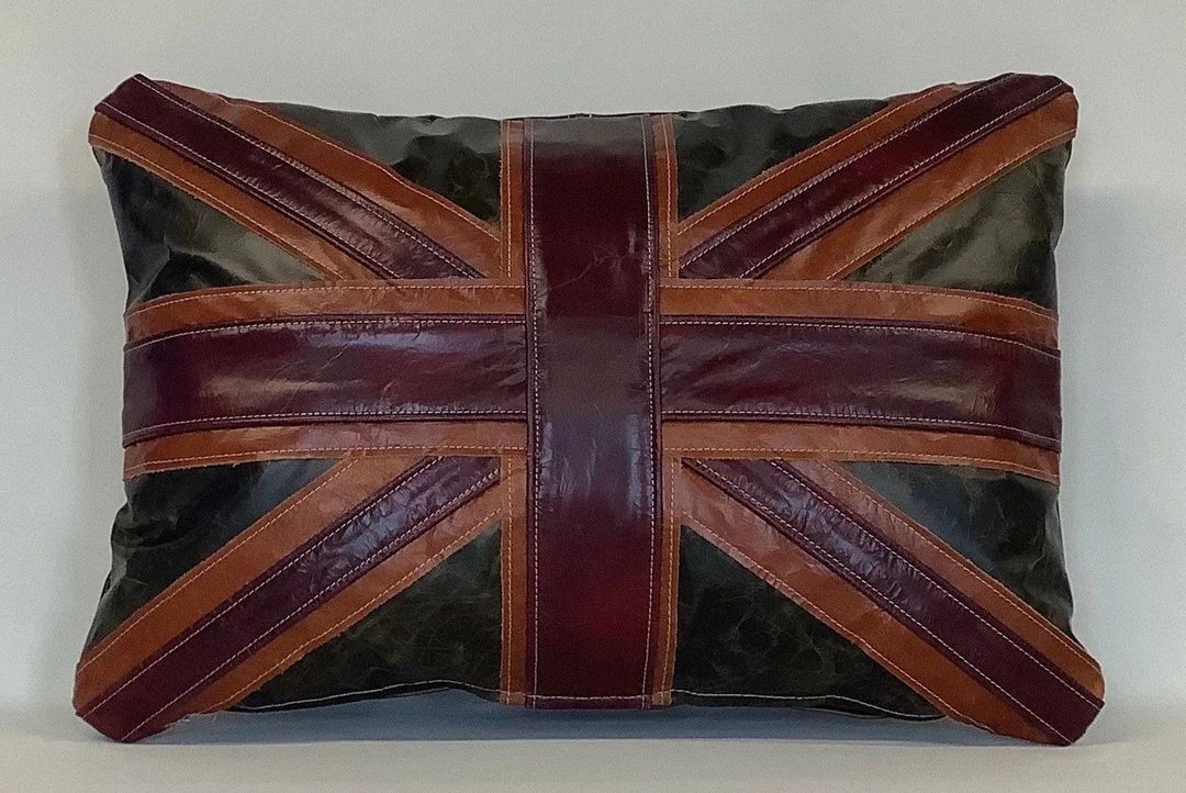 The Cracked Leather Union Jack Cushion - Etsy UK | Etsy (UK)