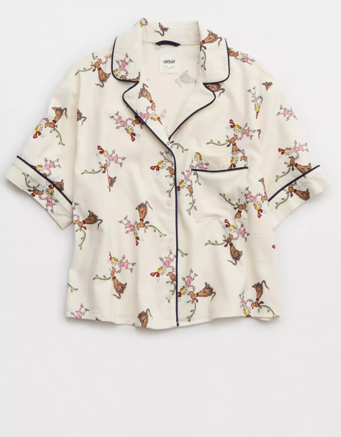 Aerie Cindy Lou Who Flannel Pajama Shirt | American Eagle Outfitters (US & CA)