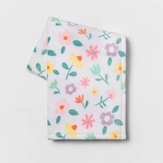 Floral Plush Throw Blanket White - Spritz™ | Target