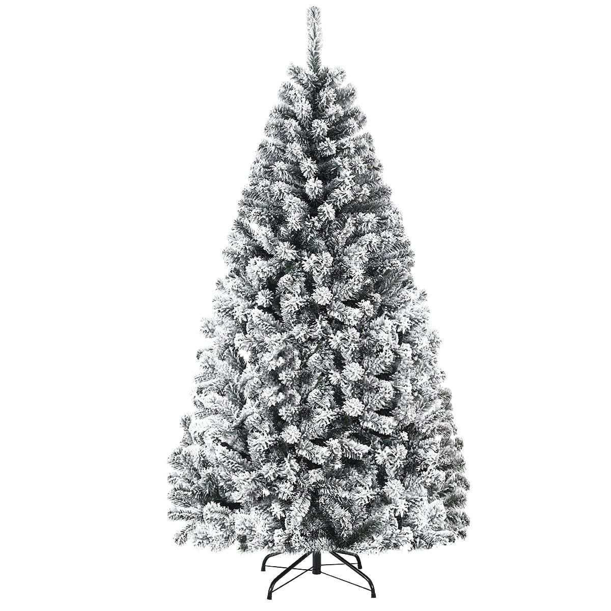 Costway 6ft Snow Flocked Hinged Artificial Christmas Tree Unlit Metal - Walmart.com | Walmart (US)