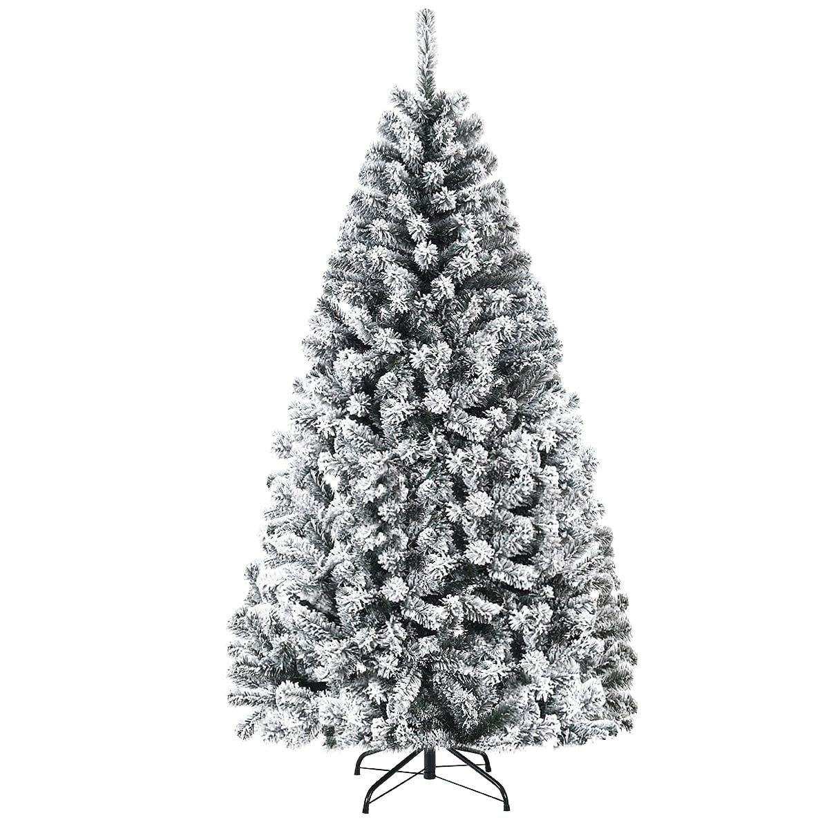Costway 6ft Snow Flocked Hinged Artificial Christmas Tree Unlit Metal | Walmart (US)
