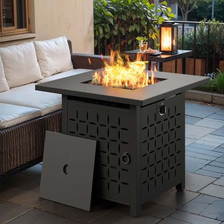 Walsunny 28 Inch Gas Fire Pit Table 40,000 BTU Outdoor Rectangular Propane Firepit Table with Gla... | Walmart (US)