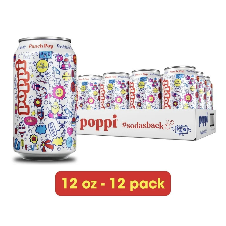 Poppi Punch Pop Prebiotic Soda, 12 oz, 12 Pack Cans | Walmart (US)