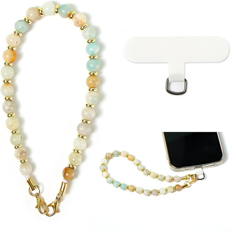Phone Charm with Beaded Marble, Cell Phone Lanyard with Tether Tab, Phone Chain Strap, Hands-Free... | Amazon (US)