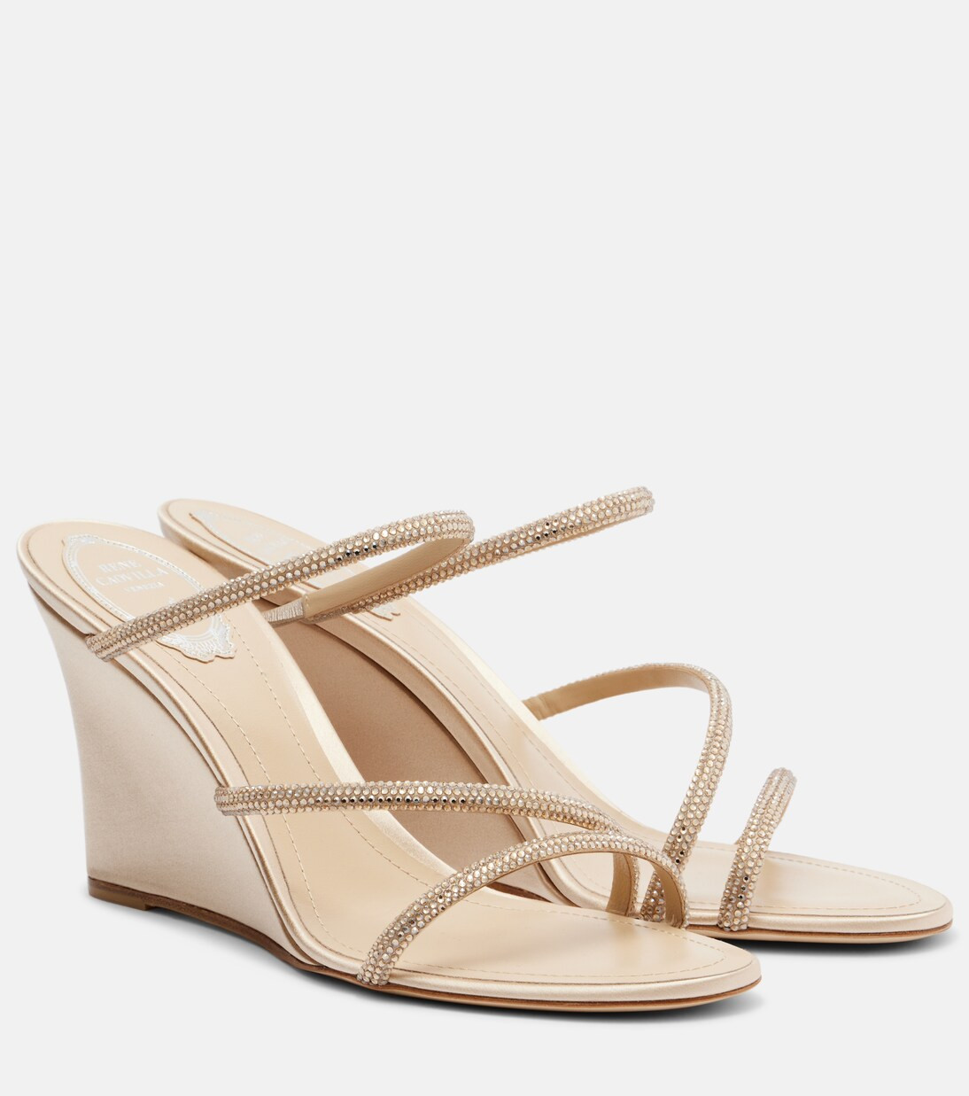 Crystal-embellished satin wedges | Mytheresa (US/CA)
