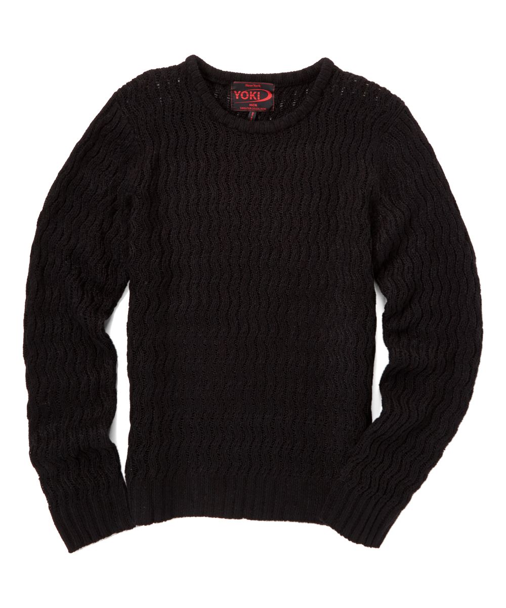Yoki Men's Pullover Sweaters BLACK - Black Textured Sweater - Men | Zulily