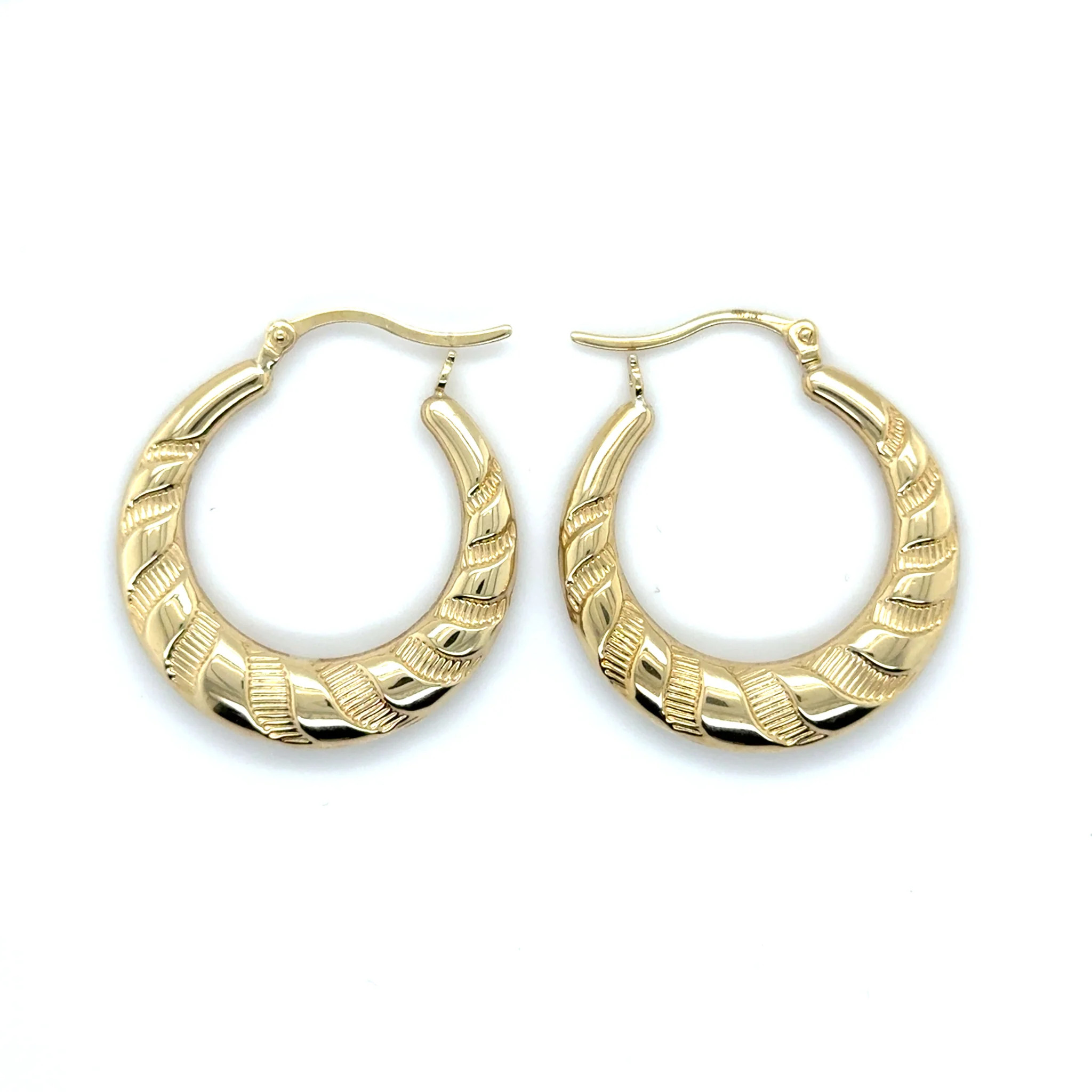 10K Gold Graduated Hoop Earrings: Polished and Textured | Goldmania