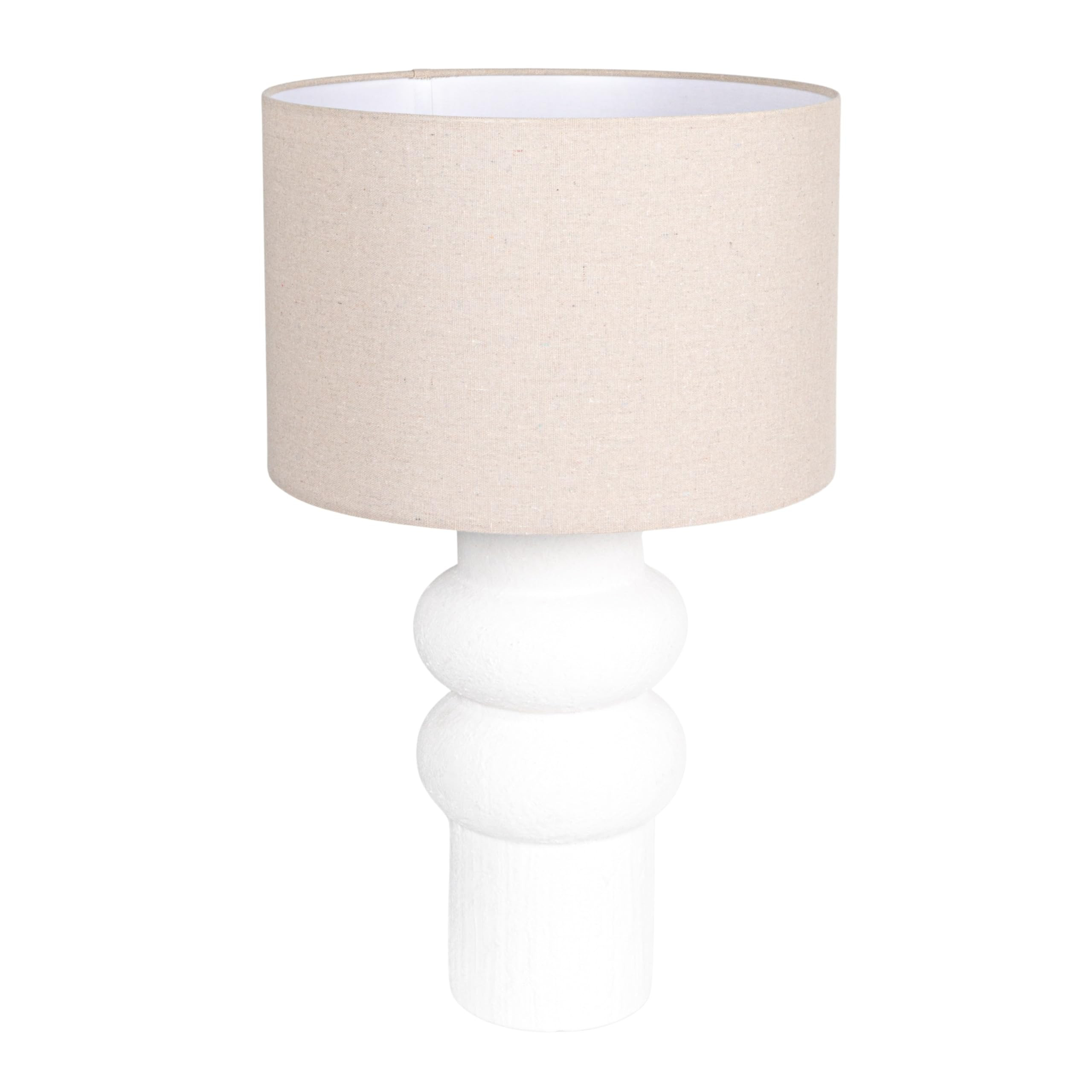 Creative Co-Op Stoneware Table Lamp with Linen Shade, White Volcano Finish | Amazon (US)