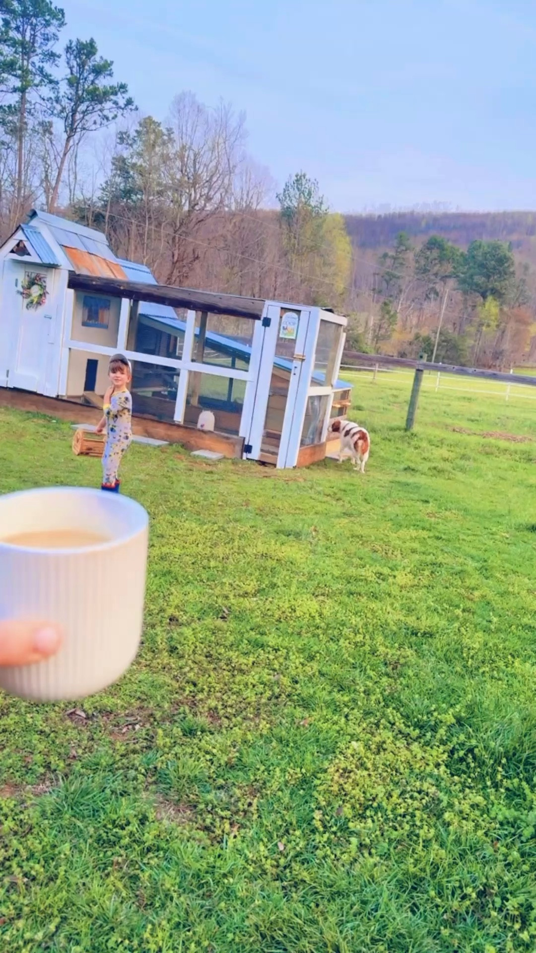 oh how I adore this beautiful chicken coop 🐓🧺 my man built by hand 🔨 for me 🛠️🪵 and these cutie decorations 🌸💐 my firstborn picked out for it 🥹🫶🏽 #chickencoopofmamasdreams 