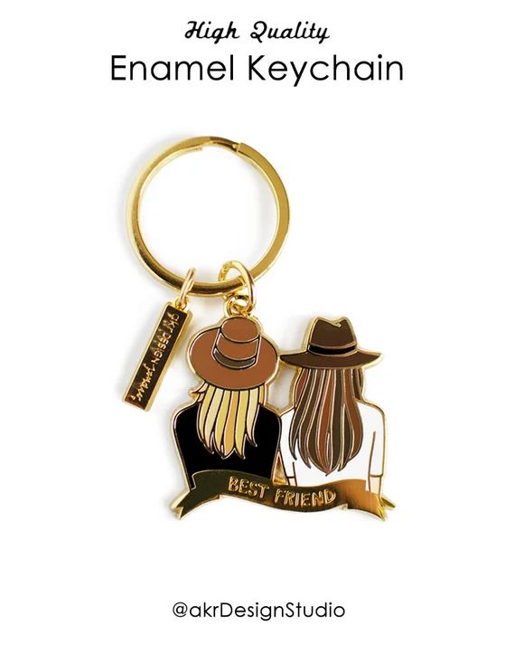 Best Friend Gift / Best Friend Keychain Blonde & Brown / Enamel Keychain / Gift for Best Friend /... | Etsy (US)