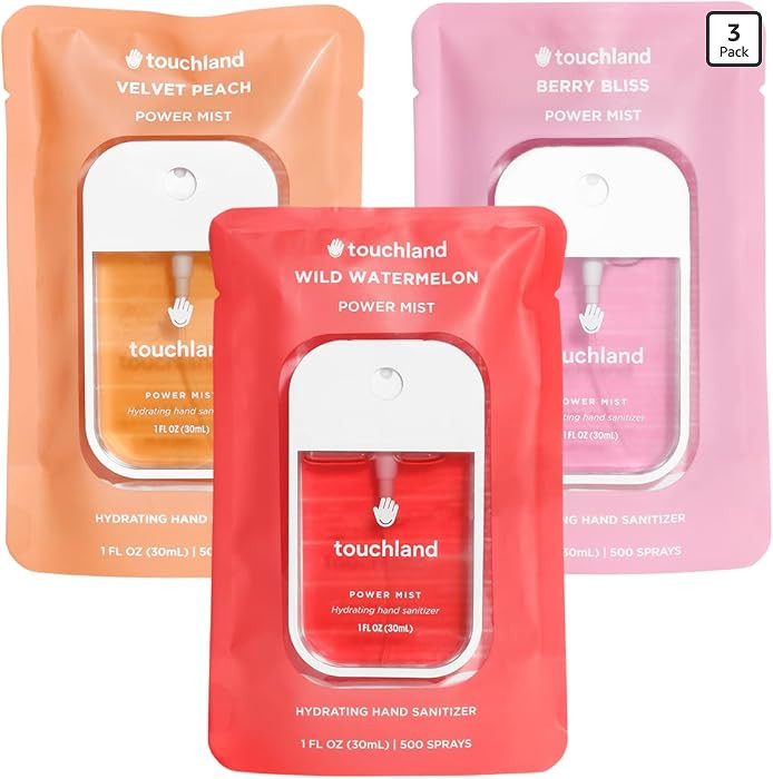 Touchland Hydrating Hand Sanitizer Spray, JUICY Trio Set (Watermelon, Peach, Berry), 1 FL. OZ. Tr... | Amazon (US)