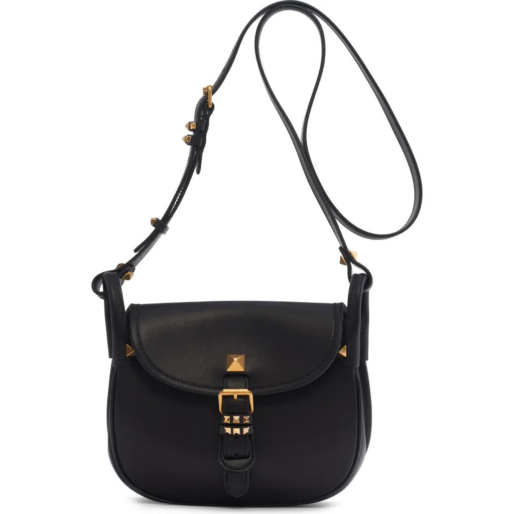 Valentino Garavani Small Flaneuse Leather Shoulder Bag in Black at Nordstrom | Nordstrom